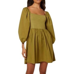 Nation LTD Heddie Combo Babydoll Dress in Lichen Green Size Small